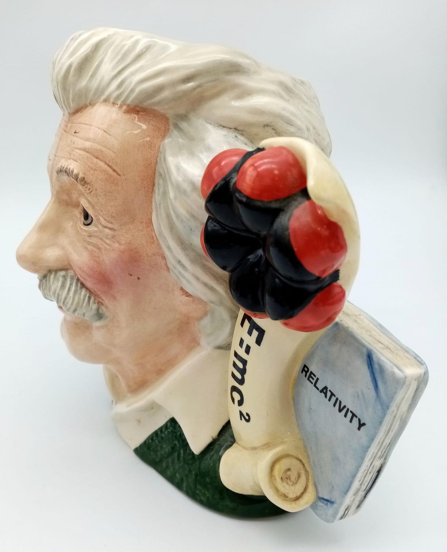 A HAND MADE AND HAND DECORATED "ALBERT EINSTEIN" TOBY JUG WITH THE THEORY OF RELATIVITY HANDLE - Image 2 of 7