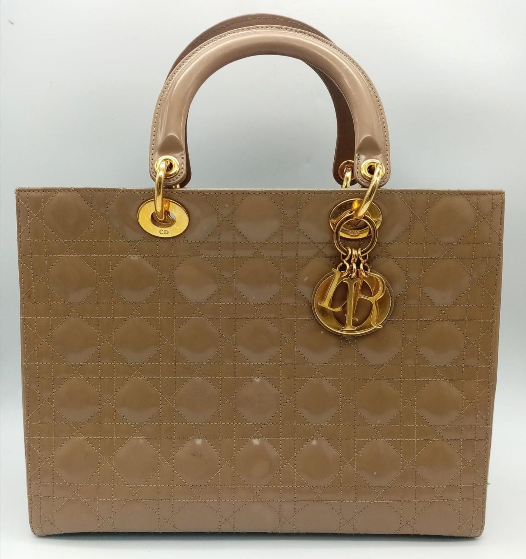 A Christian Dior Large Lady 'Diana' Dior Bag, quilted patent leather with gold tone hardware and - Image 2 of 17