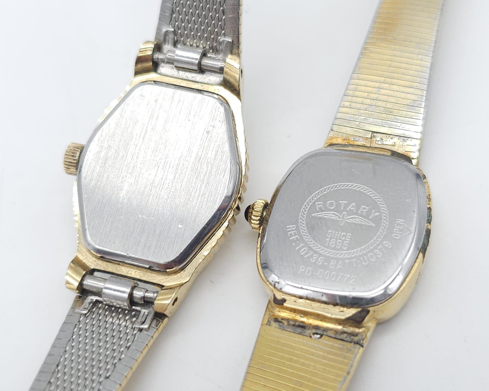 A Parcel of Two Vintage Ladies Gold Tone Quartz Watches Comprising; 1) A Rotary Model 10735. 18mm - Image 5 of 6