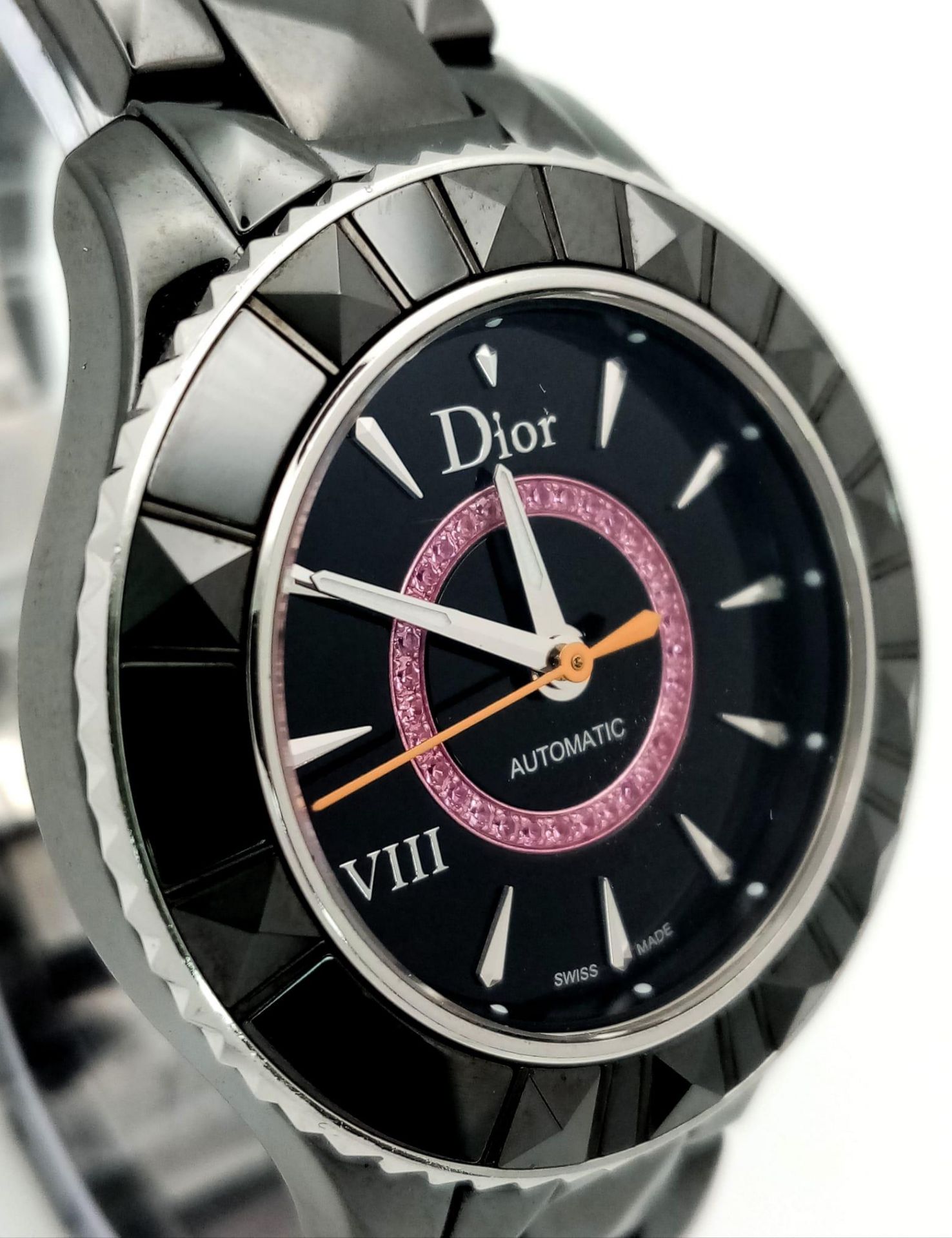A Christian Dior VIII Automatic Ladies Watch. Black ceramic bracelet and case - 34mm. Black dial - Image 3 of 10