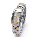 A Ladies Rotary, Bi-Metal, Stone Bezel Set Bracelet Watch Model LB02796.06. Full Working Order and