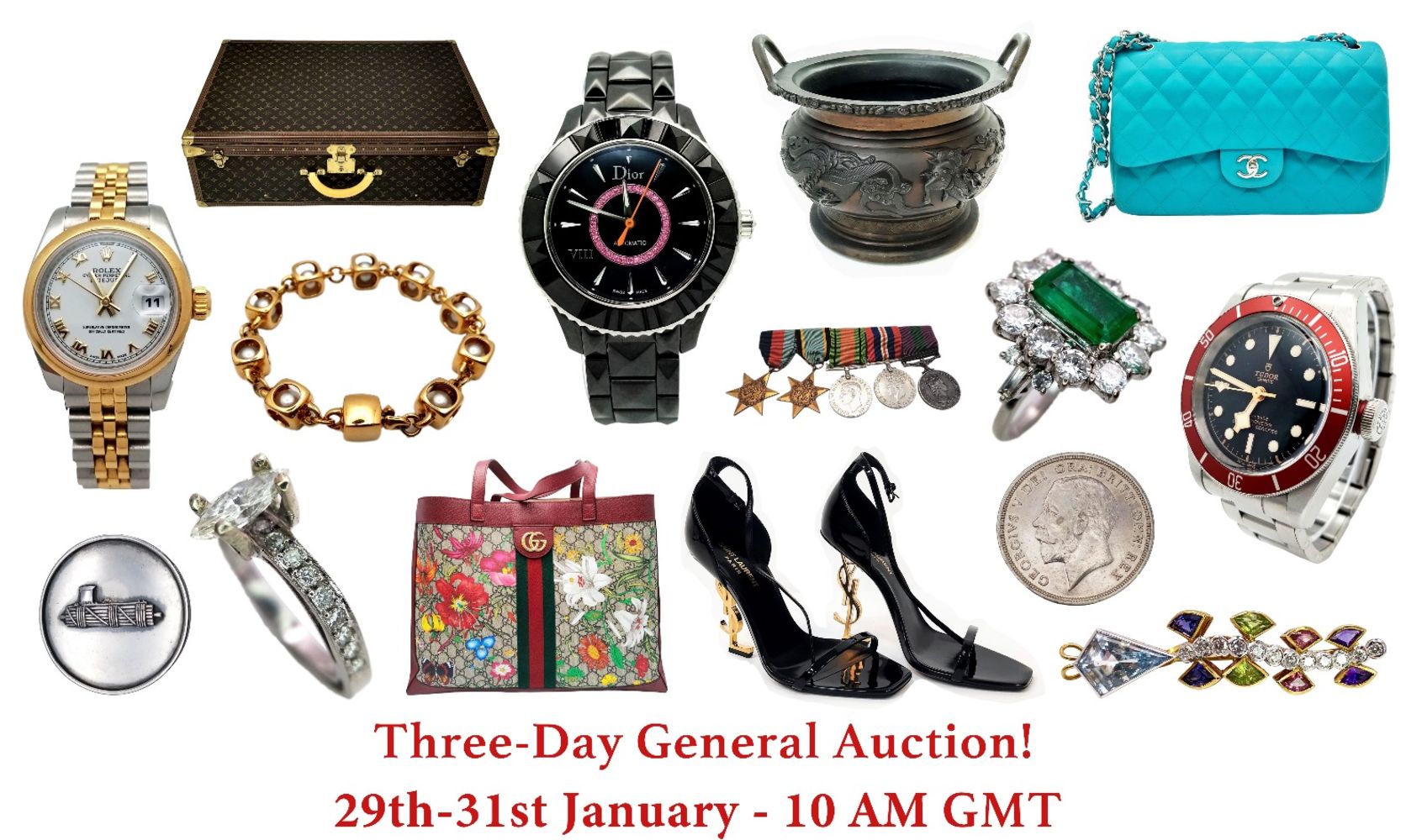 Three-Day General Auction (Jewellery, Watches, Designer Items, Militaria, Antique and Collectables)