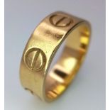 A 18K YELLOW GOLD CARTIER STYLE BAND RING 5.56G SIZE M 1/2 ref: SC 1078