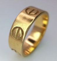 A 18K YELLOW GOLD CARTIER STYLE BAND RING 5.56G SIZE M 1/2 ref: SC 1078