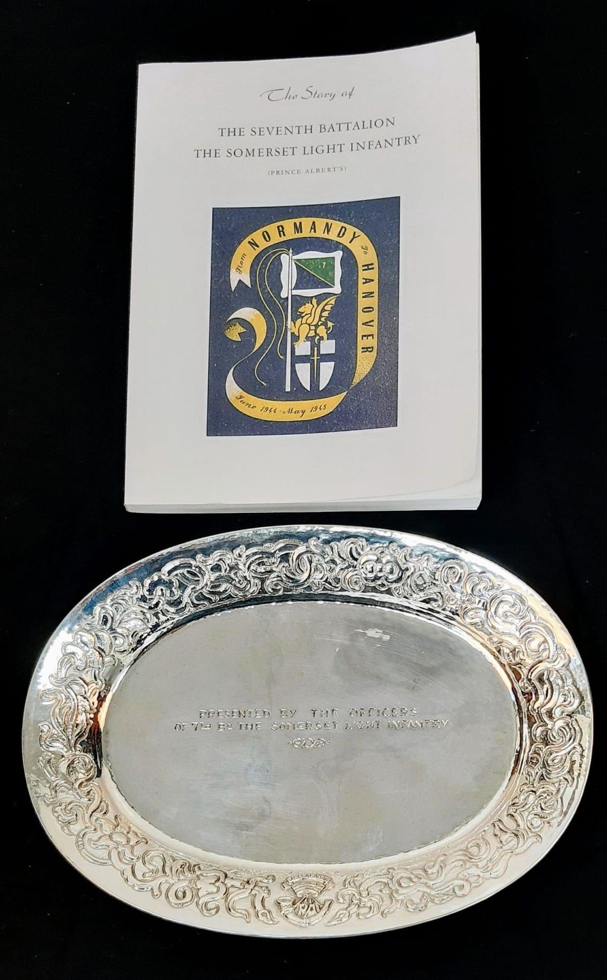 A Solid Silver (800) Decorative Serving Tray Presented by the Officers of The Somerset Light