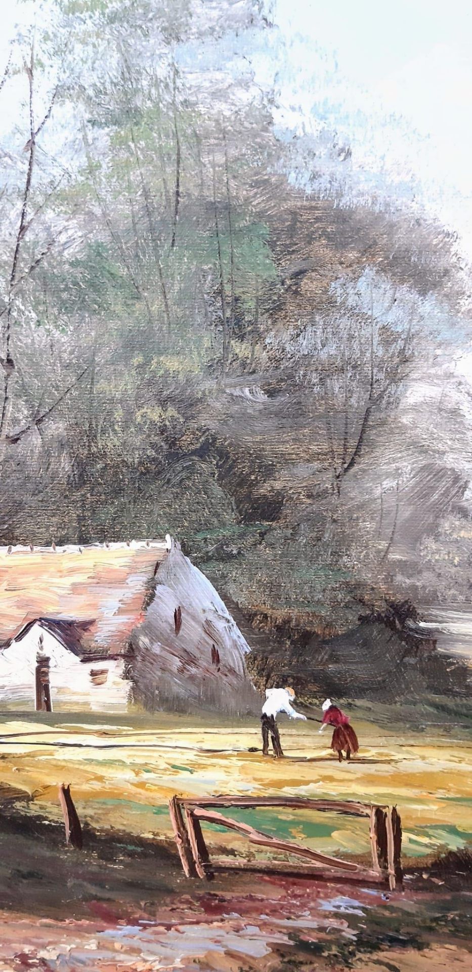 A Chapman (British artist) Oil on Canvas - Rural Landscape. Gilded frame - 72cm x 62cm. - Image 3 of 4