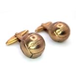 A Pair of Vintage 9K Yellow Gold Football Cufflinks. 7.4g total weight.
