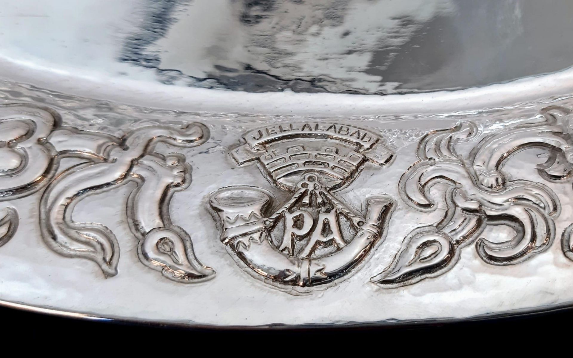 A Solid Silver (800) Decorative Serving Tray Presented by the Officers of The Somerset Light - Image 3 of 7