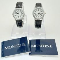 Two Ladies Unworn Roman Numeral Face Quartz Watches by Montine. 30mm Including Crown. Both come with
