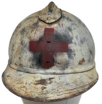 A WW1 French Medics 1915 Model Adriane Helmet with liner. A real “Been There” item.