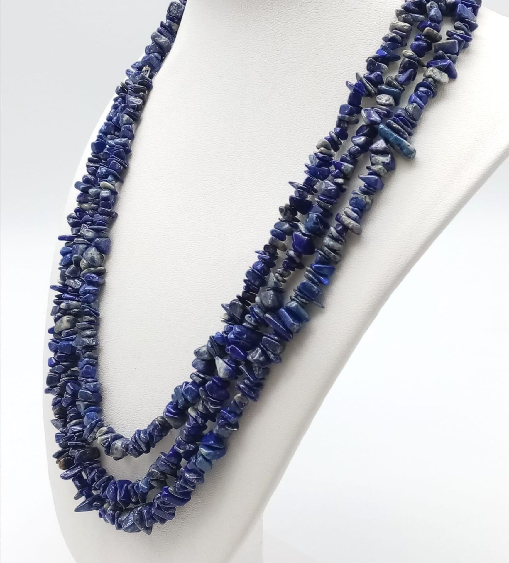 Two Natural Rough Gemstone Rope Length Necklaces. Lapis Lazuli and Turquoise. Both 150cm. - Image 4 of 6