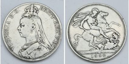 An 1890 Queen Victoria Silver Crown. VF grade but please see photos.