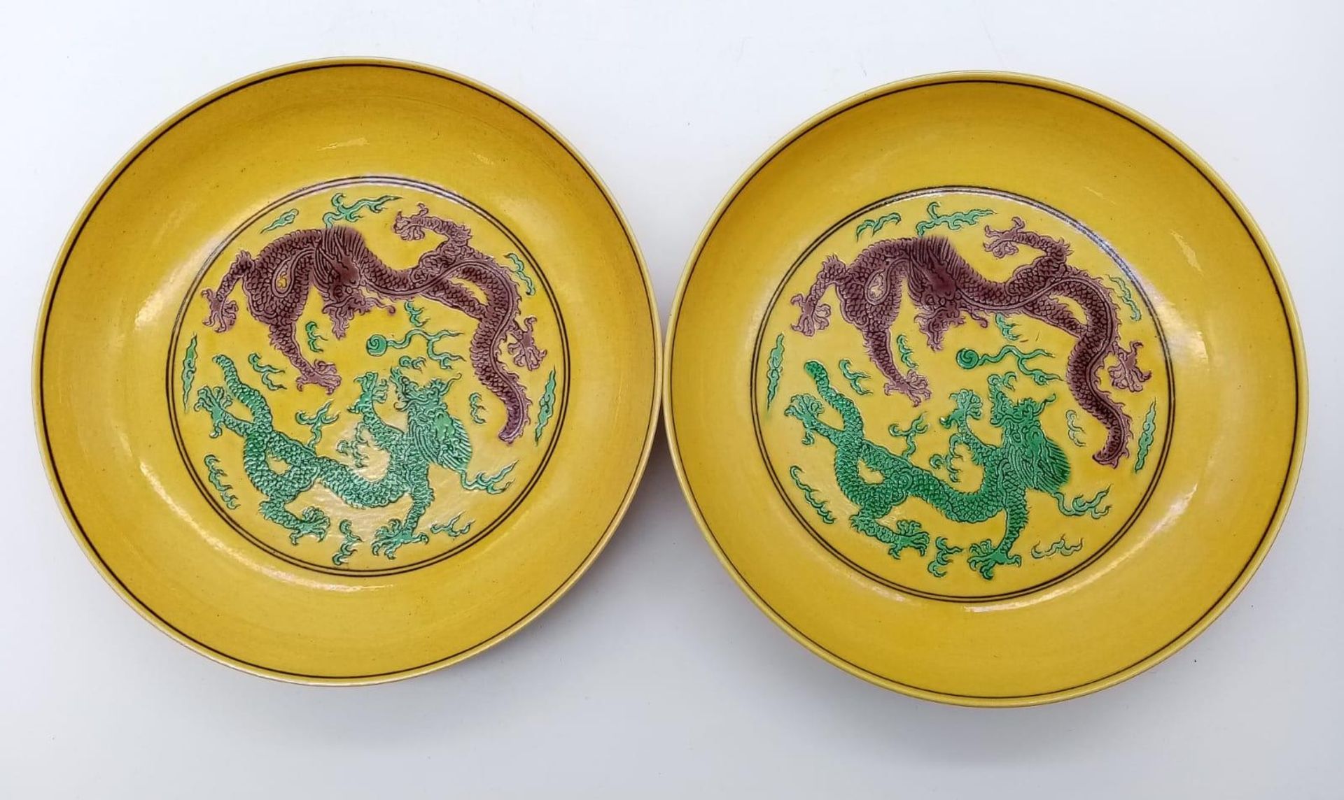 A pair of stunning Chinese Porcelain Sauce Bowls. A rare find with such rich colours, these sauce
