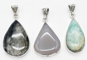 A Wonderful Mixture Of Three Gemstone 925 Silver Pendants from the Exciting New Jowett of London