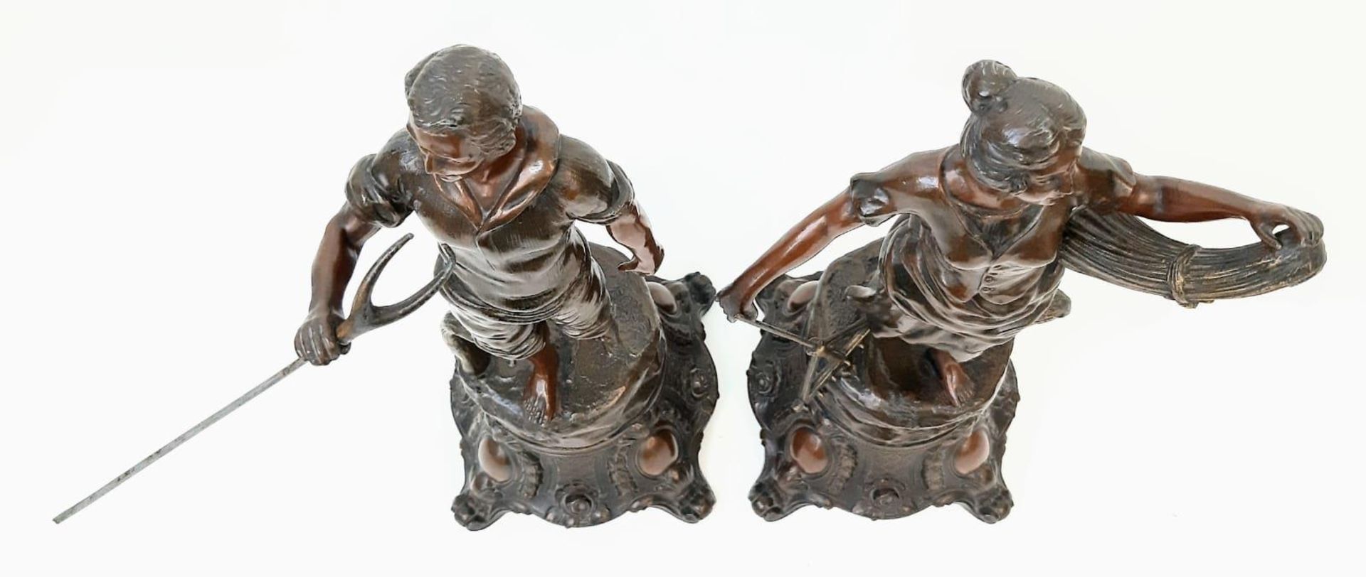 A charming pair of Victorian Smelted Bronze Statues. Both workers, this man & woman have spent the - Image 5 of 7