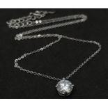 A Sterling Silver Necklace with a stunning 2ctw Moissanite Pendant. Necklace measures 46cm.