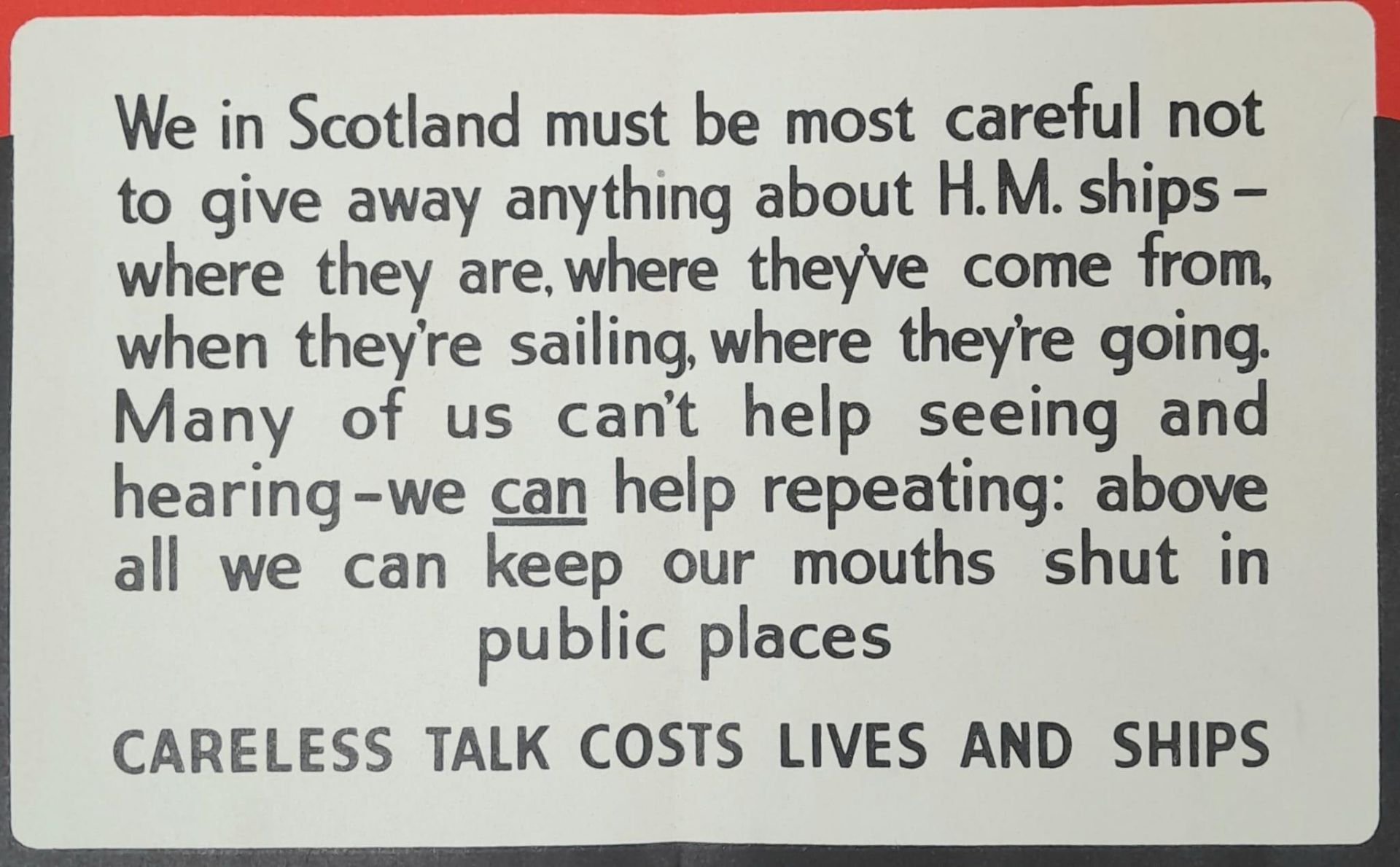 A Vintage British WW2 Poster - 'The Enemy has Long Ears'. 37cm x 51cm. 'Careless talk costs lives - Image 2 of 3