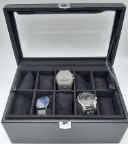 A Parcel of Three Men’s Watches and a 20 Watch Two Tier Leatherette Display Case Comprising; 1) A