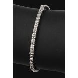 A 18K WHITE GOLD 2 ROW DIAMOND SET EXPANDABLE BRACELET 7.8G 0.60CT approx 19cm ref: 8091