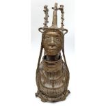 A Mid 20th Century African Benin (probably King figure) Bronze Bust. 27cm tall. 1.6 kilo weight.