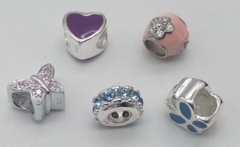 SELECTION OF 5, STERLING SILVER, PANDORA STYLE CHARMS. WEIGHT: 7.2G SC 8052