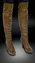 A Pair of Brown Stuart Weitzman Ultrastuart Over the Knee Boots, 2cm Platform, Heel height 12cm , US