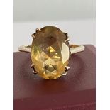 9 carat YELLOW GOLD RING Set with a magnificent 3.5 carat CITRINE SOLITAIRE. Beautiful oval cut. 3.