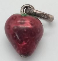 STERLING SILVER, ENAMELLED, LINKS OF LONDON STRAWBERRY CHARM. SIZE: 1CM WEIGHT: 5.9G SC 8054