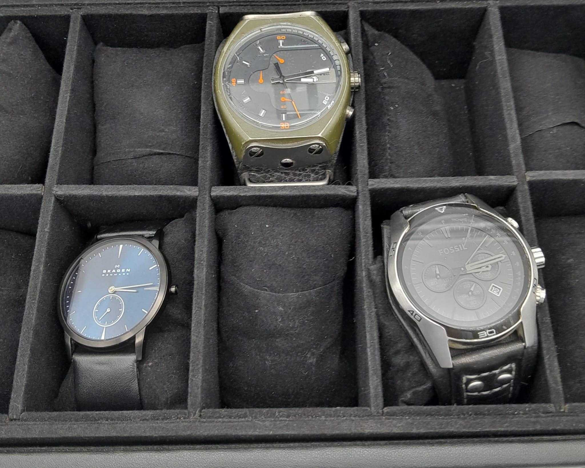 A Parcel of Three Men’s Watches and a 20 Watch Two Tier Leatherette Display Case Comprising; 1) A - Image 2 of 9