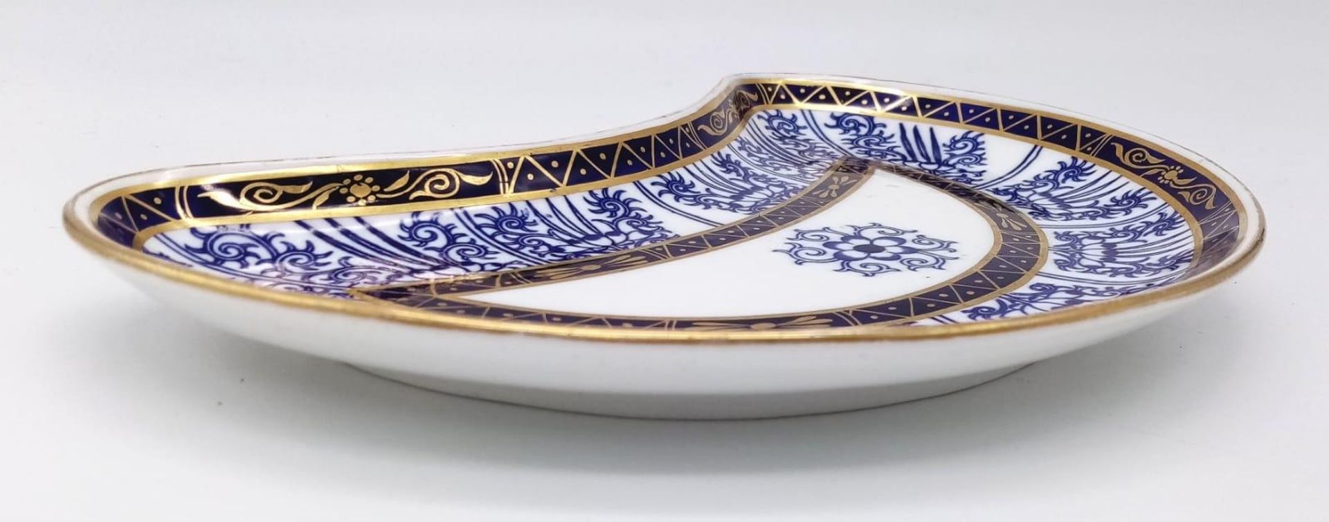 A Royal Worcester, Lily Pattern, Antique Kidney Server Dish. Wonderful deep blue offset by gold - Image 3 of 4