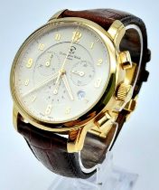 A Scarce Men’s Christopher Ward C3 Malvern Chronograph Gold Tone Stainless Steel Watch. Very Good