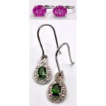 Two Pairs of Gemstone Earrings: Peridot and Topaz.