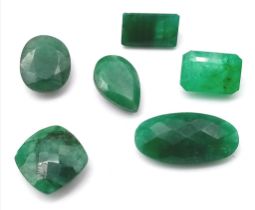 A Parcel of Six 31.55ctw Emerald Gemstones.