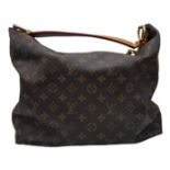 Louis Vuitton Sully Bag. Famed LV Monogrammed canvas exterior, thick tanned leather handle and