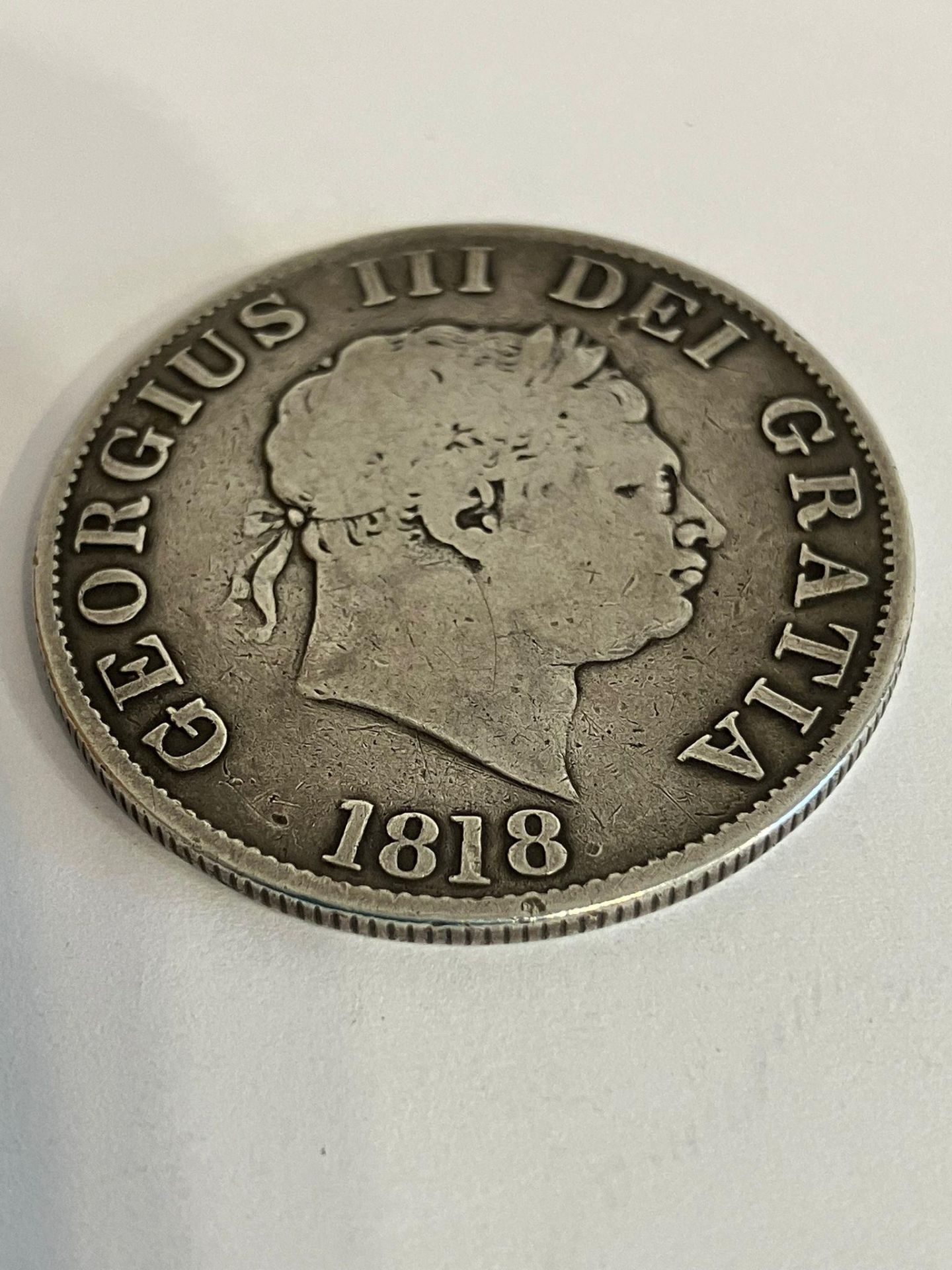 GEORGE III SILVER HALF CROWN 1818. Fine/very fine condition. Clear detail to both sides.