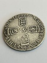 WILLIAM III (William of Orange) 1697 SILVER SIXPENCE. Very fine condition, having clear detail to