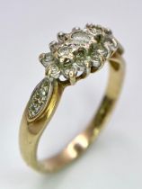 A 9K YELLOW GOLD DIAMOND RING IN THE FLORAL DESIGN 0.25CT 2.4G SIZE O 1/2 ref: SC 8035