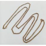 A DOUBLE STRAND 9K GOLD BELCHER CHAIN . 46cms 11.1gms