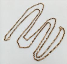 A DOUBLE STRAND 9K GOLD BELCHER CHAIN . 46cms 11.1gms