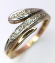 A 9K YELLOW GOLD DIAMOND SNAKE RING 2.4G SIZE M 1/2 ref: SC 1034