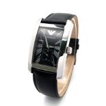 A Men’s Emporio Armani Tank Style Watch Model AR-0143. 34mm Including Crown. Full Working Order.