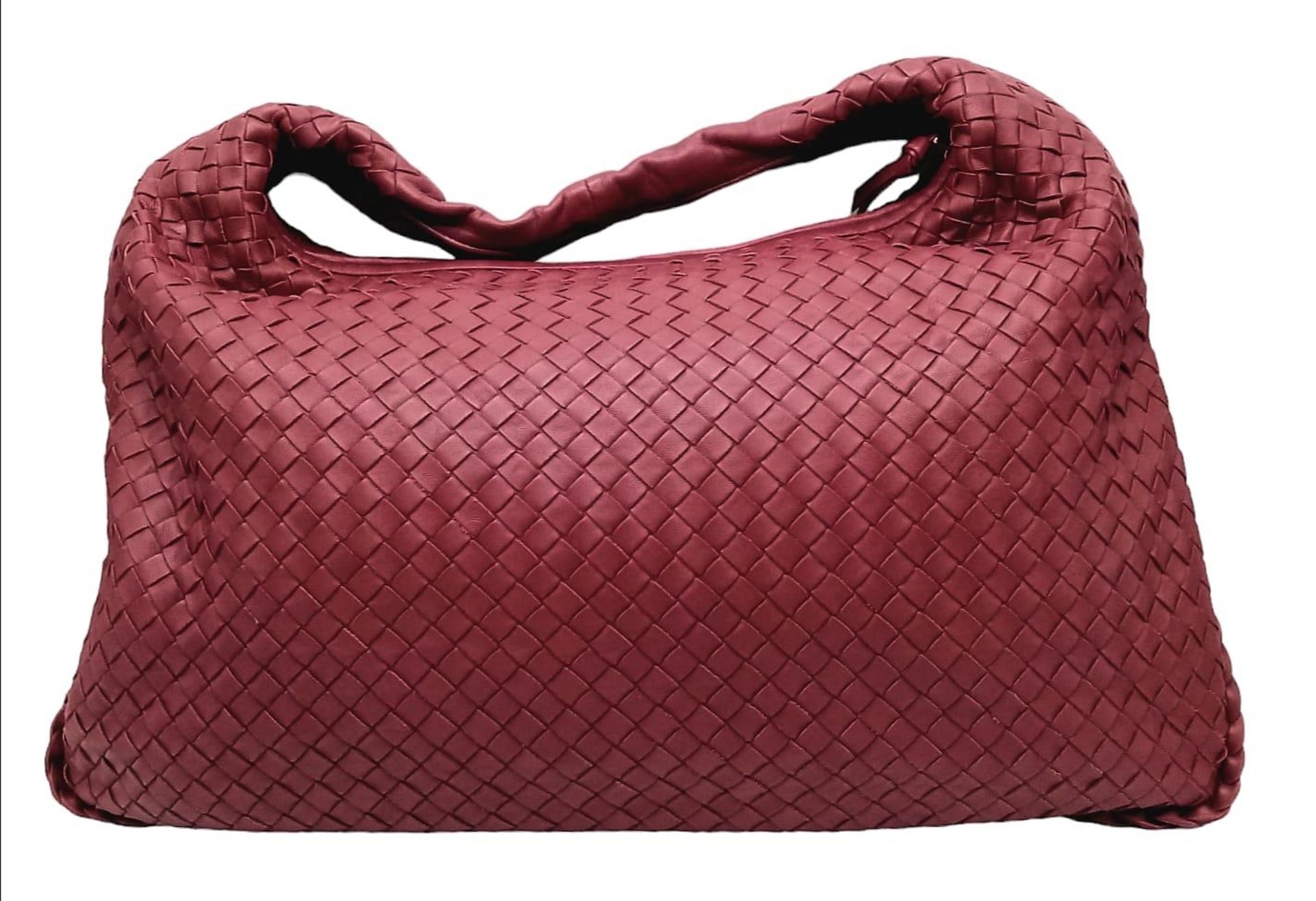 A Bottega Veneta large Hobo bag, soft red nappa leather, beige interior, gold tone top zipper. - Image 3 of 10