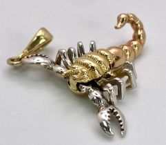 A 14K 2 COLOUR SCORPION CHARM / PENDANT 3.1G approx 35mm x 15mm ref: SC 1116