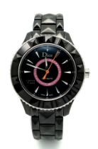 A Christian Dior VIII Automatic Ladies Watch. Black ceramic bracelet and case - 34mm. Black dial