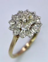 A 9K YELLOW GOLD DIAMOND CLUSTER RING, IN THE FLORAL DESIGN 2.3G SIZE M 1/2 ref: SC 8010