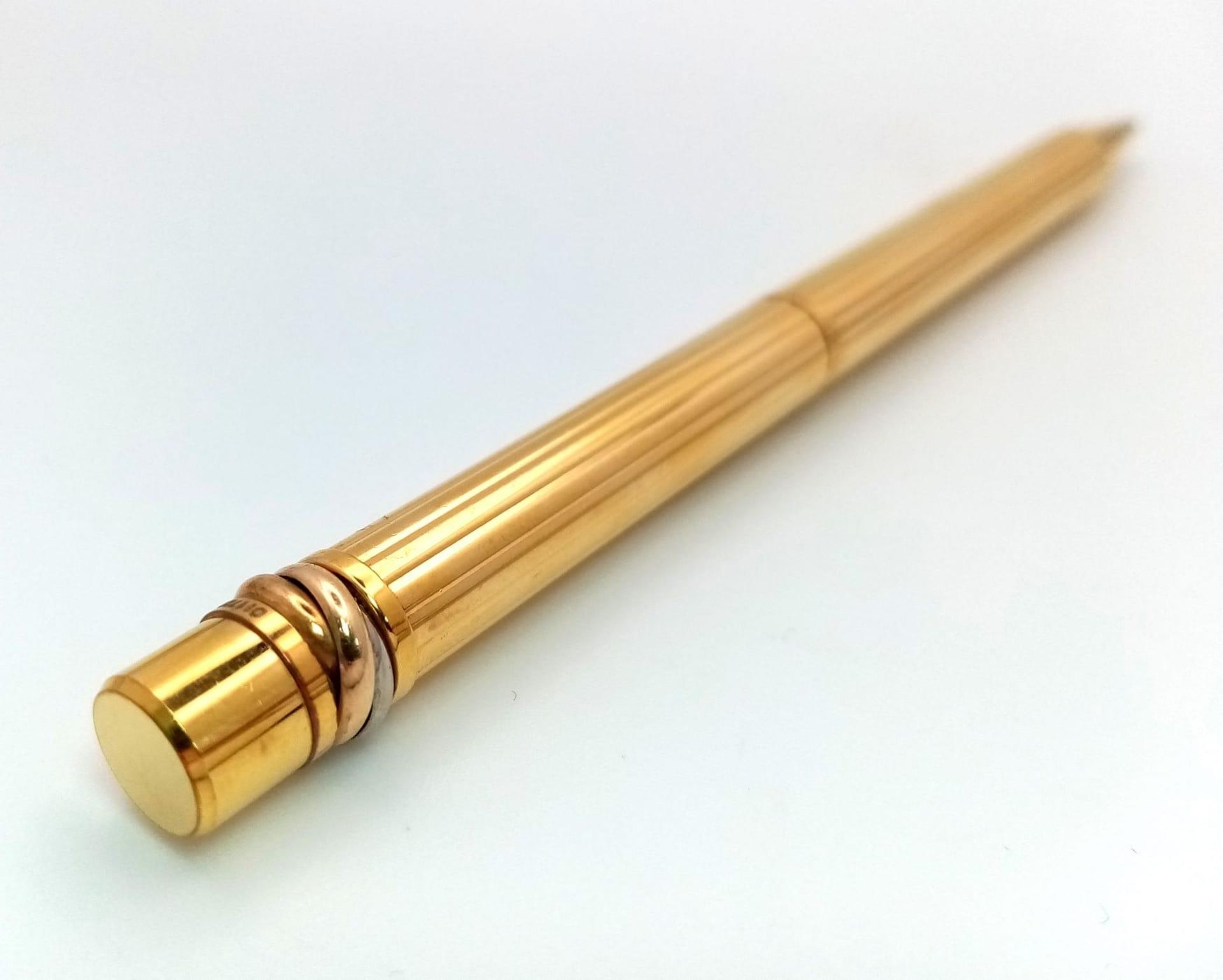 A Cartier Santos Gold Plated Ballpoint Pen. In good condition and working order. Ref: 14893 - Image 4 of 6