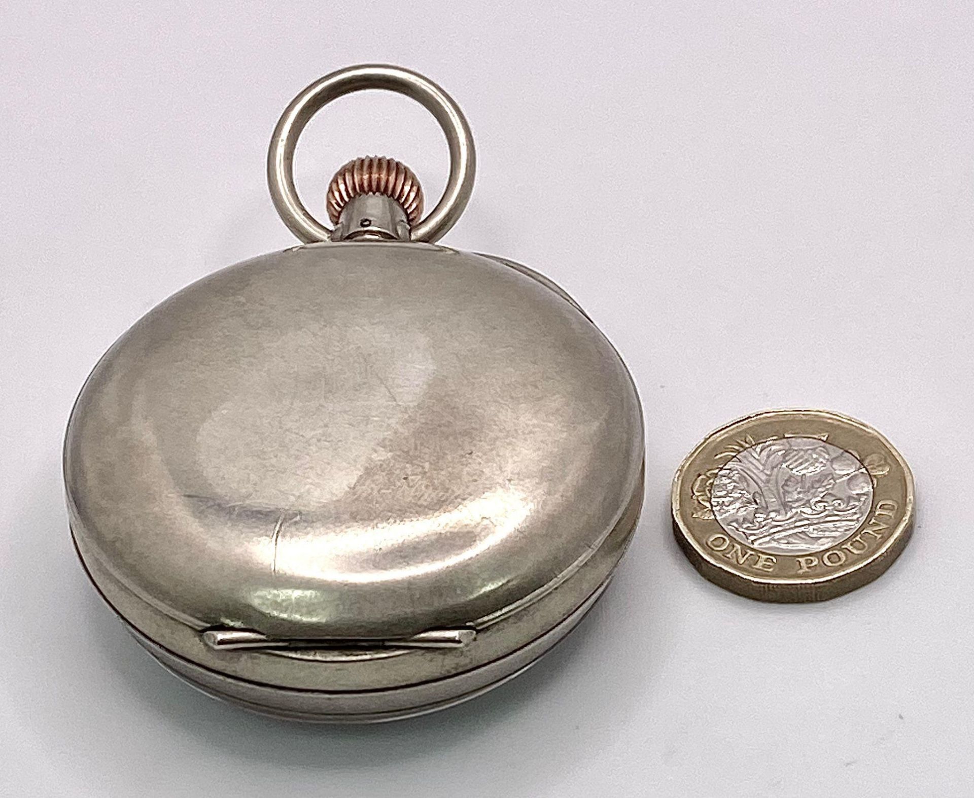 A Vintage White Metal Stopwatch. Mechanical top-winder. In working order. 53mm case. Ref: 15692 - Image 5 of 7