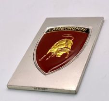 A STERLING SILVER LAMBORGHINI SYMBOL PLAQUE approx 23.76G 46mm x29mm ref: 8150