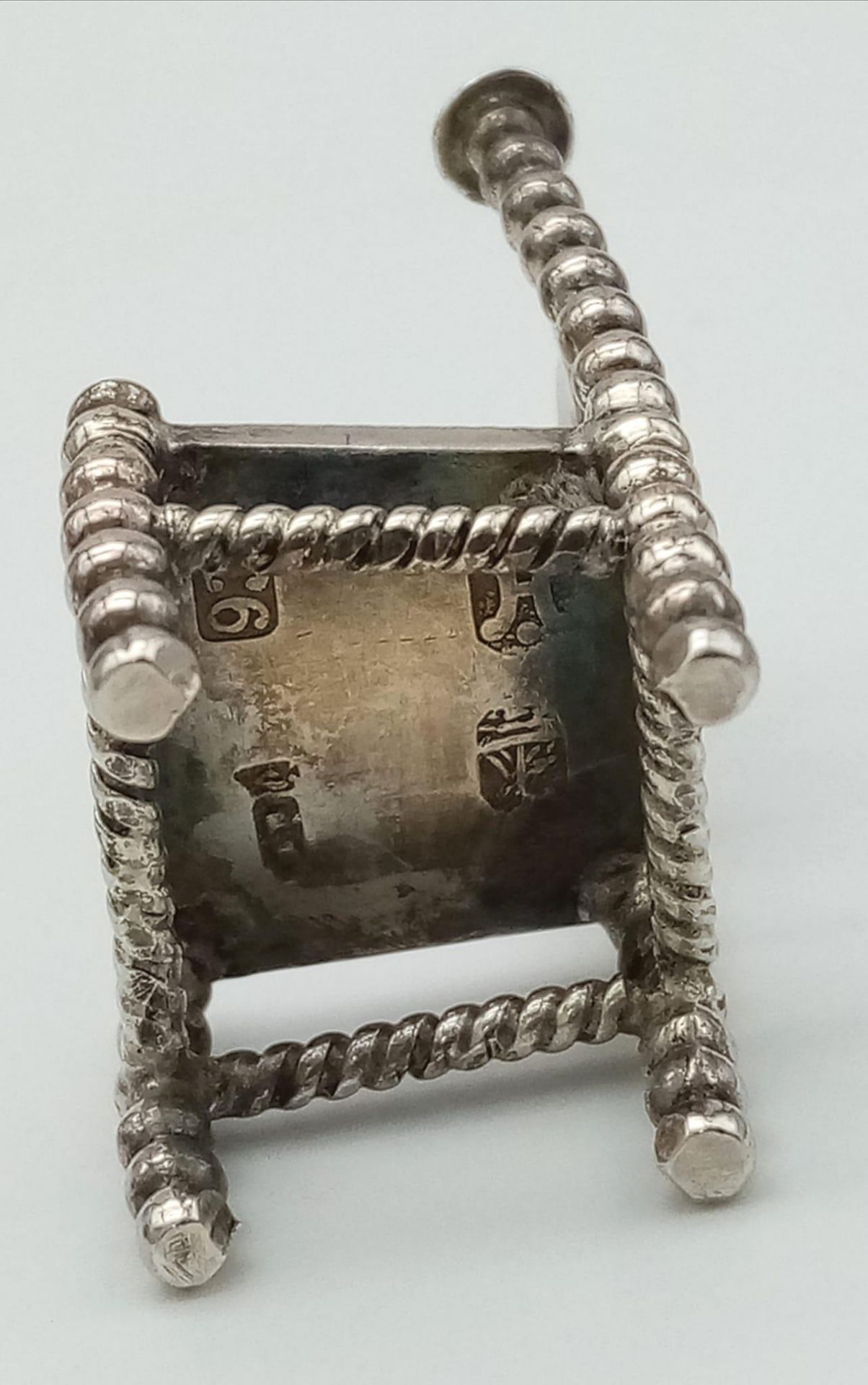 A Rare Imported Sterling Silver Miniature Chair Figure - 4cm tall. The chair has hallmarks for - Image 4 of 5