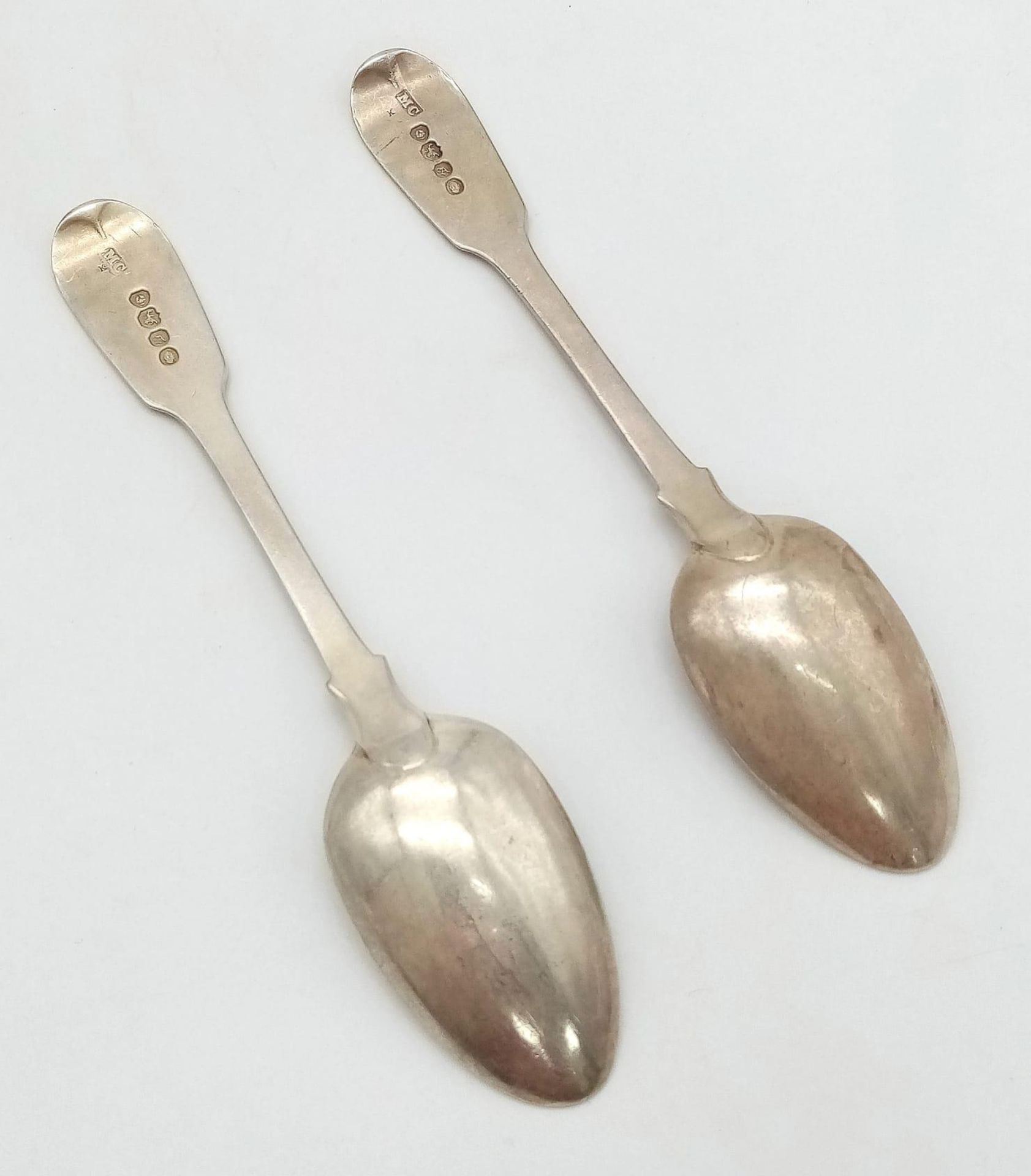 2X antique Georgian sterling silver spoons. Full hallmark London, 1836. Total weight 53.95G. Total - Bild 2 aus 4